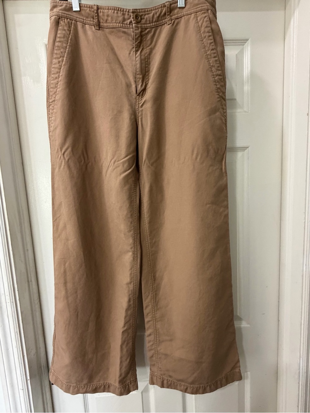 Lauren Ralph Lauren Women's Size 8 Wide Leg Chino Pants Khaki Tan Cotton